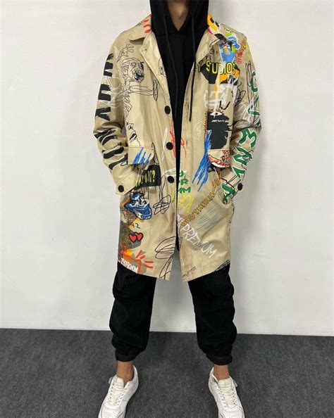 graffiti trench coat